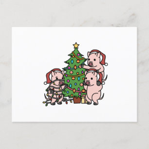 Carte Postale Mini arbre de Noël de cochon
