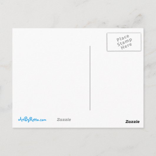 Carte postale Mini Art Cat & Bird & Moon (Dos)