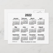 Carte Postale Mini calendrier 2022 blanc par Janz (Devant / Derrière)