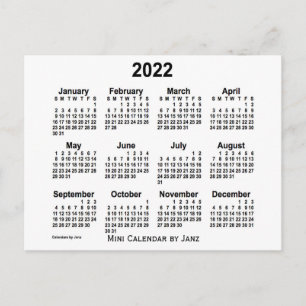 Carte Postale Mini calendrier 2022 blanc par Janz