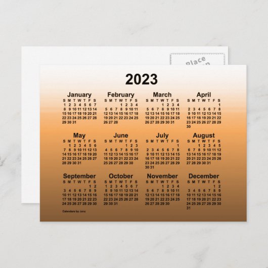 Carte Postale Mini calendrier 2023 en or défraîchi par Janz Post (Devant / Derrière)