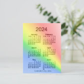 Carte Postale Mini calendrier 2024 Arc-en-ciel 6 mois par Janz (Debout devant)