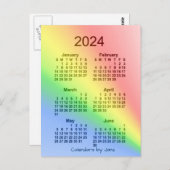 Carte Postale Mini calendrier 2024 Arc-en-ciel 6 mois par Janz (Devant / Derrière)