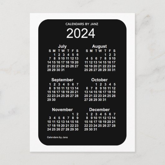 Carte Postale Mini calendrier 2024 White Neon 6 mois par Janz (Devant)