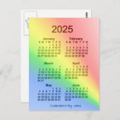 Carte Postale Mini calendrier 2025 Arc-en-ciel 6 mois par Janz (Devant / Derrière)