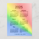 Carte Postale Mini calendrier 2025 Arc-en-ciel 6 mois par Janz (Devant)
