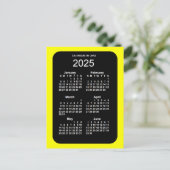 Carte Postale Mini calendrier 2025 Jaune Neon 6 mois par Janz (Debout devant)