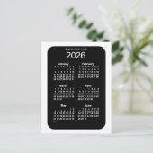 Carte Postale Mini calendrier 2026 White Neon 6 mois par Janz (Debout devant)