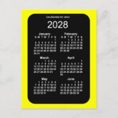 Carte Postale Mini calendrier 2028 Jaune Neon 6 mois par Janz (Devant)