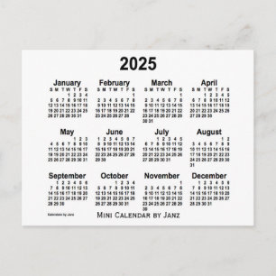 Carte Postale Mini calendrier blanc 2025 par Janz