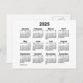 Carte Postale Mini calendrier blanc 2025 par Janz Postcard (Devant / Derrière)