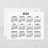 Carte Postale Mini calendrier blanc 2034 par Janz (Devant / Derrière)