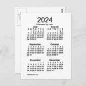 Carte Postale Mini calendrier blanc de 6 mois 2024 par Janz (Devant / Derrière)