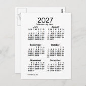 Carte Postale Mini calendrier blanc de 6 mois 2027 par Janz (Devant / Derrière)