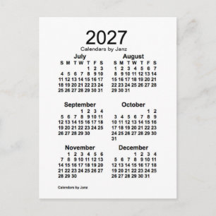 Carte Postale Mini calendrier blanc de 6 mois 2027 par Janz