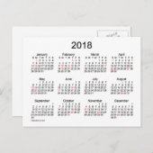 Carte Postale Mini calendrier des fêtes 2018 par Janz (Devant / Derrière)