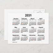 Carte Postale Mini calendrier des fêtes blanches 2031 par Janz (Devant / Derrière)