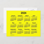 Carte Postale Mini calendrier jaune 2024 par Janz (Devant / Derrière)