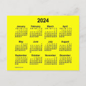Carte Postale Mini calendrier jaune 2024 par Janz (Devant)