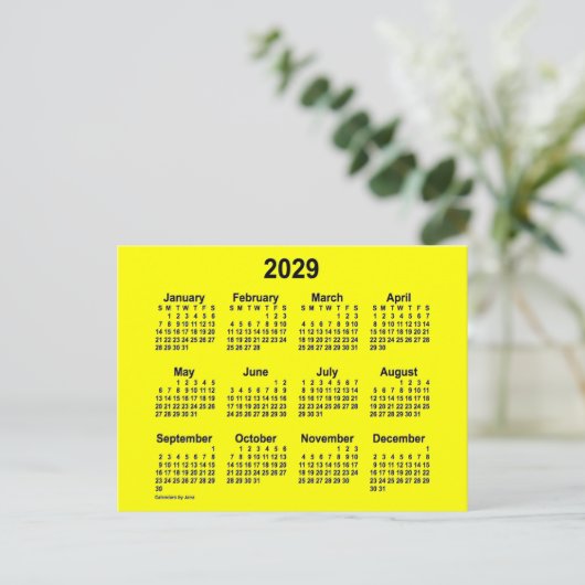 Carte Postale Mini calendrier Jaune 2029 par Janz (Debout devant)
