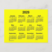 Carte Postale Mini calendrier Jaune 2029 par Janz (Devant)