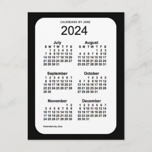 Carte Postale Mini calendrier noir 6 mois 2024 par Janz