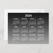 Carte Postale Mini calendrier noir défraîchi 2024 par Janz Postc (Devant / Derrière)