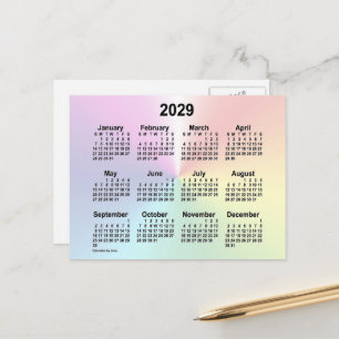 Carte Postale Mini calendrier Rainbow Cloud 2029 par Janz