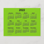 Carte Postale Mini calendrier vert jaune 2022 par Janz (Devant)