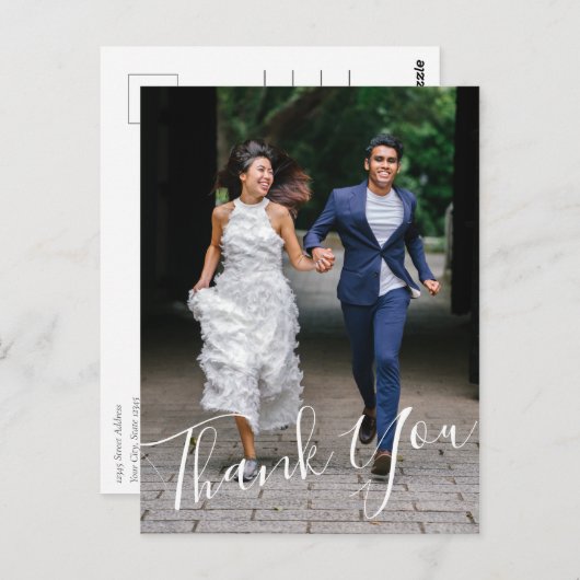 Carte Postale Mini-Chic Mariage Lettré main 2 Photo (Devant / Derrière)