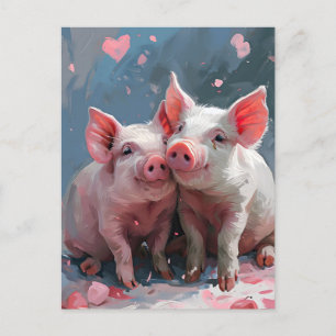 Carte Postale Mini cochons Saint Valentin
