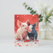 Carte Postale Mini Cochons Saint Valentin (Debout devant)
