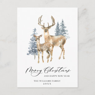 Carte Postale Mini Élégant Deer Christmas Tree Holiday