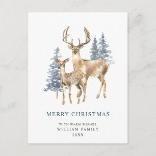 Carte Postale Mini Élégant Deer Christmas Tree Holiday