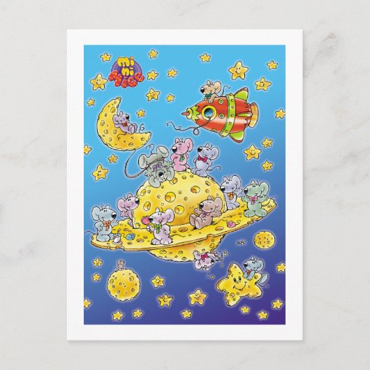 Carte Postale Mini souris perdues dans l'espace (Devant)