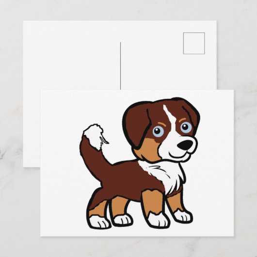 Carte Postale Miniature American Shepherd Red Tri avec queue (Devant / Derrière)