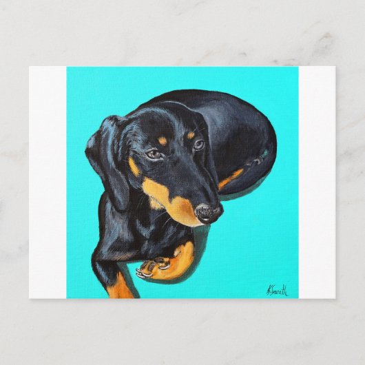 Carte Postale Miniature Dachshund Painting (Devant)