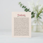 Carte postale miniature d'art du poème Desiderata (Debout devant)