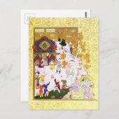 Carte Postale Miniature persane : Vol de la Tortue (Devant / Derrière)