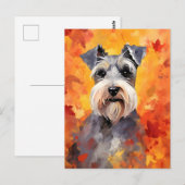 Carte Postale Miniature Schnauzer Automne Thanksgiving  (Devant / Derrière)