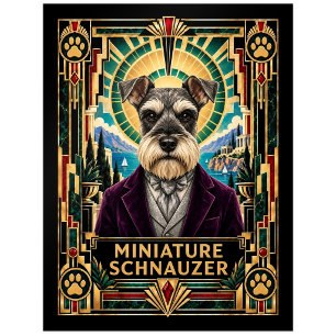 Carte Postale Miniature Schnauzer, Chien Art Déco