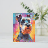 Carte Postale Miniature Schnauzer coloré (Debout devant)