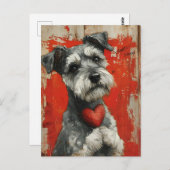 Carte Postale Miniature Schnauzer Vintage Saint Valentin (Devant / Derrière)