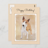 Carte Postale Miniature Taureau Terrier Peinture - Joli Original (Devant / Derrière)