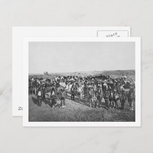 Carte Postale Miniconjou avec des soldats blancs (Devant / Derrière)