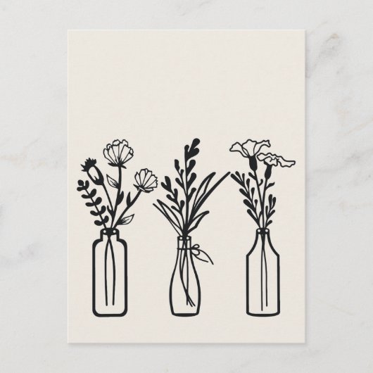 Carte Postale Minimal | 3 Vols à fleurs | Moderne (Devant)