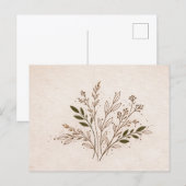 Carte Postale Minimal Boho Botanical Line Art Leaf Illustration (Devant / Derrière)