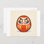 Carte Postale Minimal Daruma – Japanese Folk Art Postcard (Devant / Derrière)