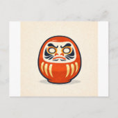Carte Postale Minimal Daruma – Japanese Folk Art Postcard (Devant)