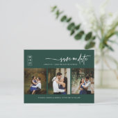 Carte Postale Minimal Emerald Green Photo QR Code Enregistrer la (Debout devant)